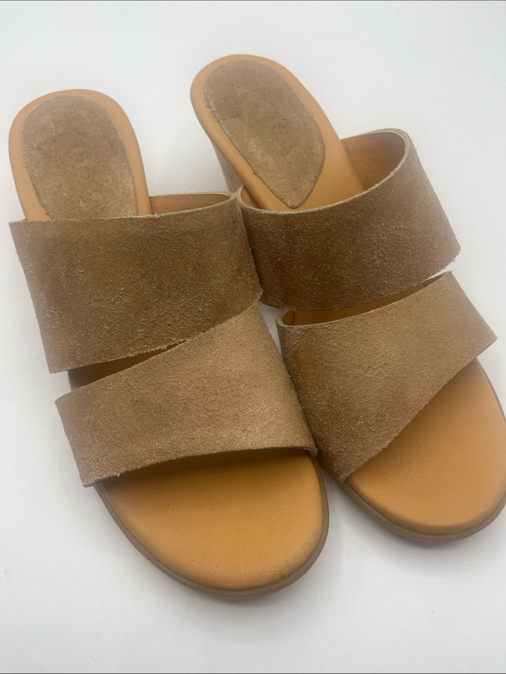 Kork-Ease Tan Suede Double-Strap Slide Mules